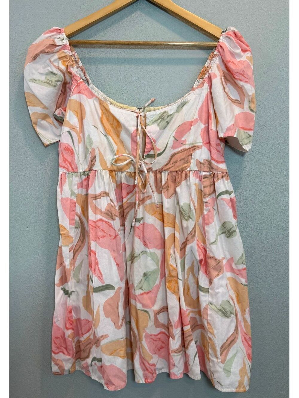 Abercrombie & Fitch Summer Front Tie Baby Doll Mini Dress - Women's XL Petite - Picture 2 of 6